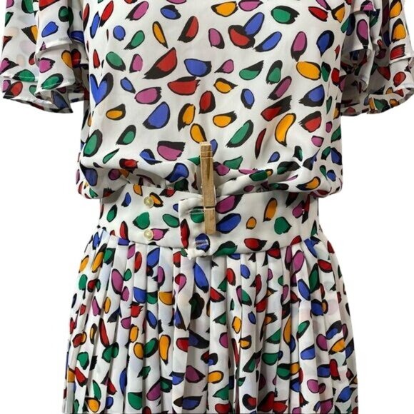 Vintage LTD by Roberta Colorful Polka Dot 80s 70s Dress Size Small - Picture 10 of 10